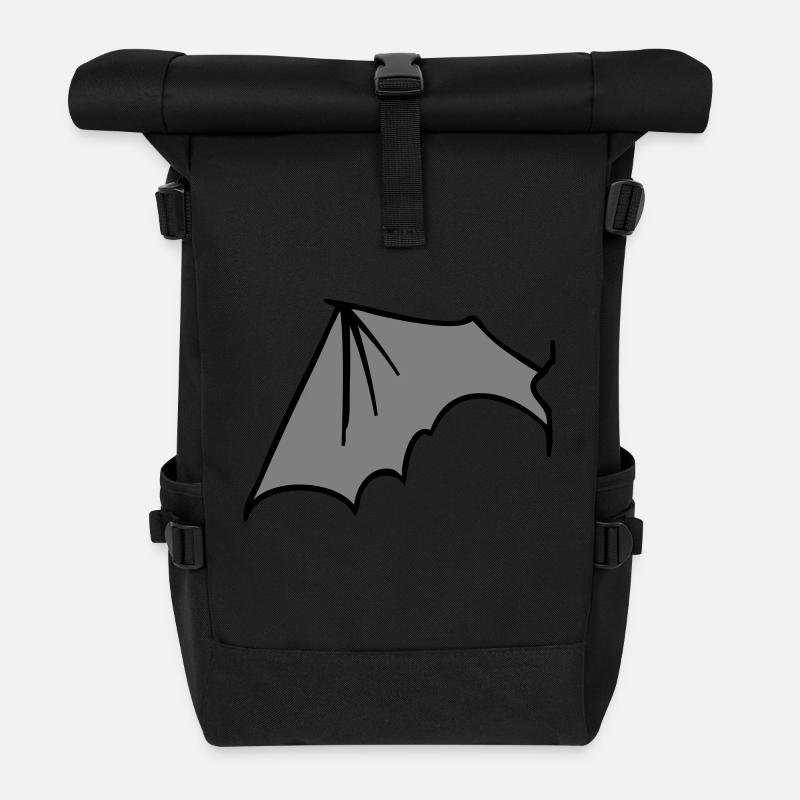 batwing_left_grey - Rolltop Rucksack - Schwarz