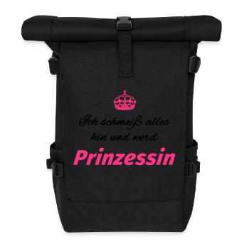 Ich schmeiß alles hin und werd Prinzessin - Rolltop Rucksack - Schwarz - Vorne