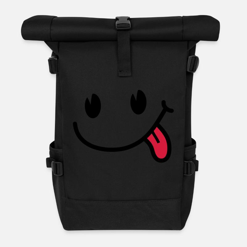 Smiley - Rolltop Rucksack - Schwarz