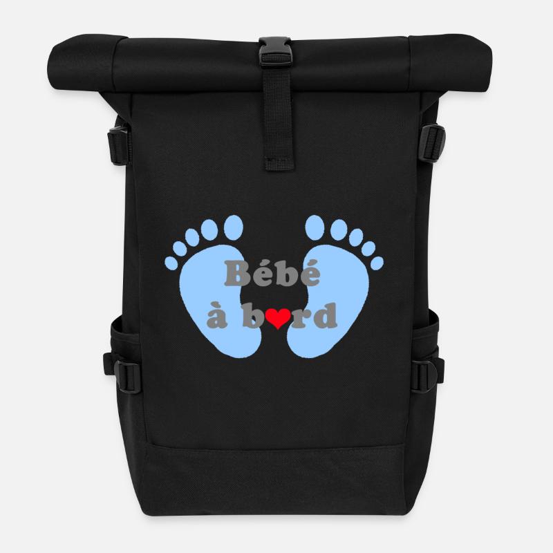 Bébé à bord - Sac à dos roll top - noir
