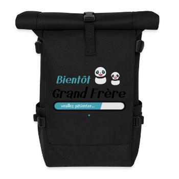 Bientôt grand frère - Sac à dos roll top - noir - Devant
