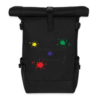 Ich kleckere nicht, ich dekoriere (D00050) - Rolltop Rucksack - Schwarz - Vorne
