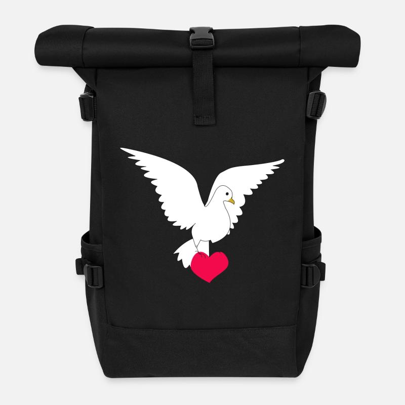 colombe de la paix - Sac à dos roll top - noir