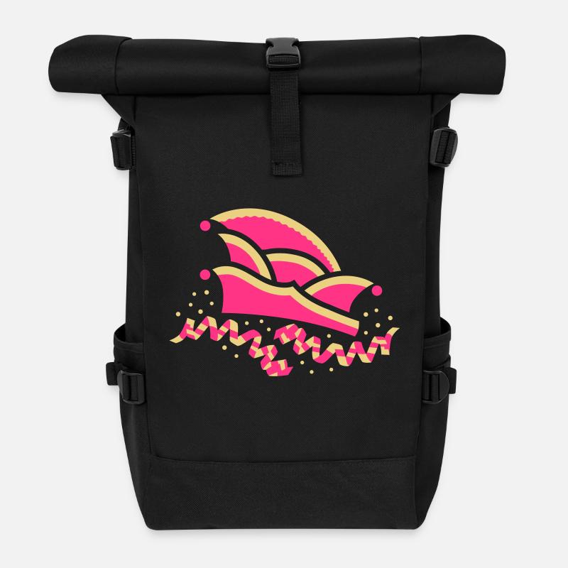 Narrenkappe mit Luftschlangen - Rolltop Rucksack - Schwarz