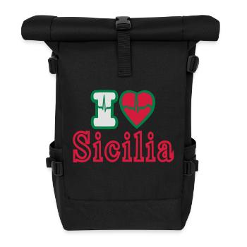 I love Sicilia - Sac à dos roll top - noir - Devant
