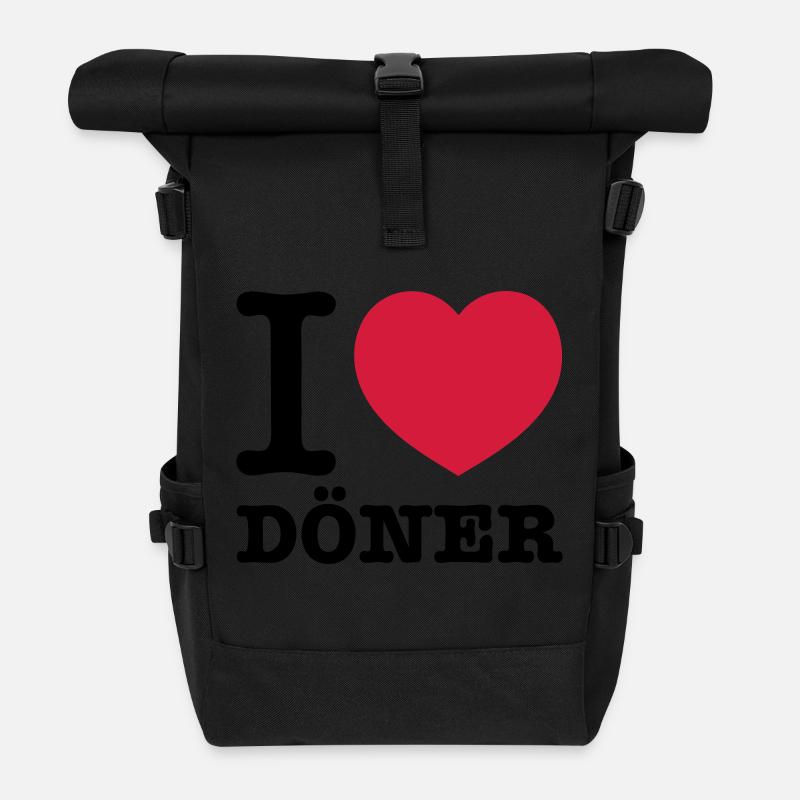 I LOVE DÖNER - Rolltop Rucksack - Schwarz