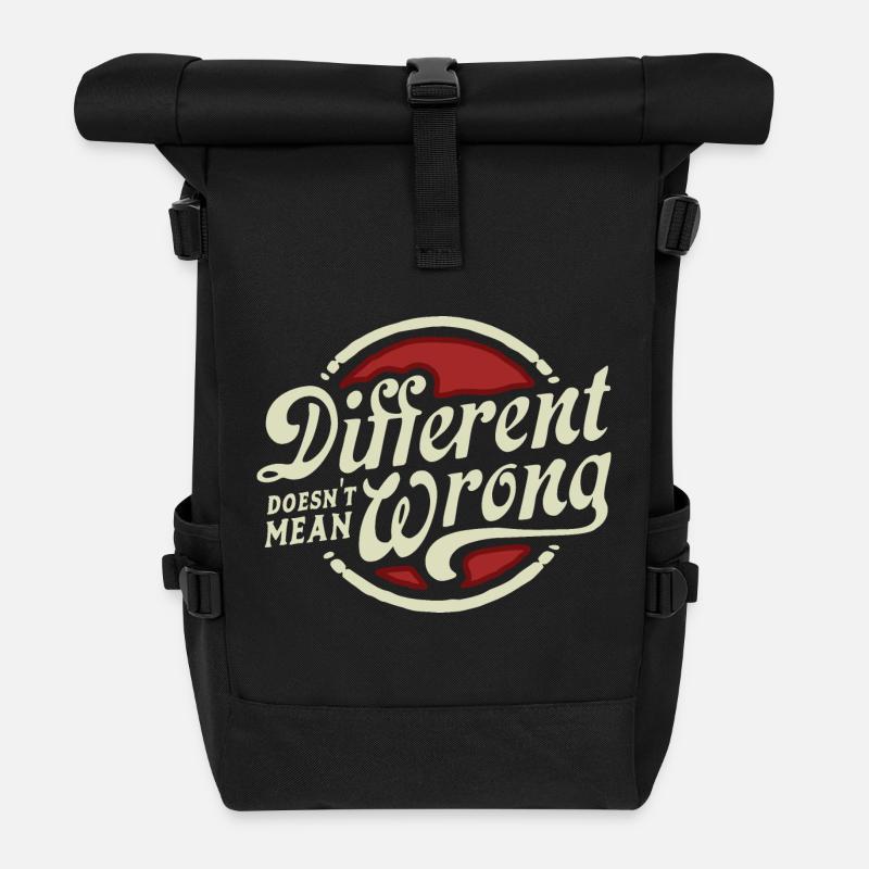 DIFFERENT DOES NOT MEAN WRONG - Roll Top Backpack - black