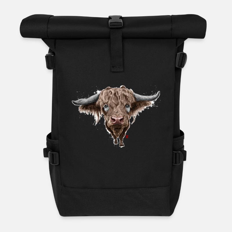 Skizzenhafter Büffel - Rolltop Rucksack - Schwarz