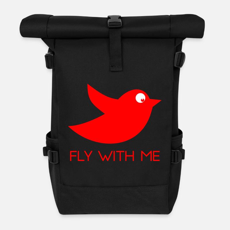 FLY WITH ME - Roll Top Backpack - black