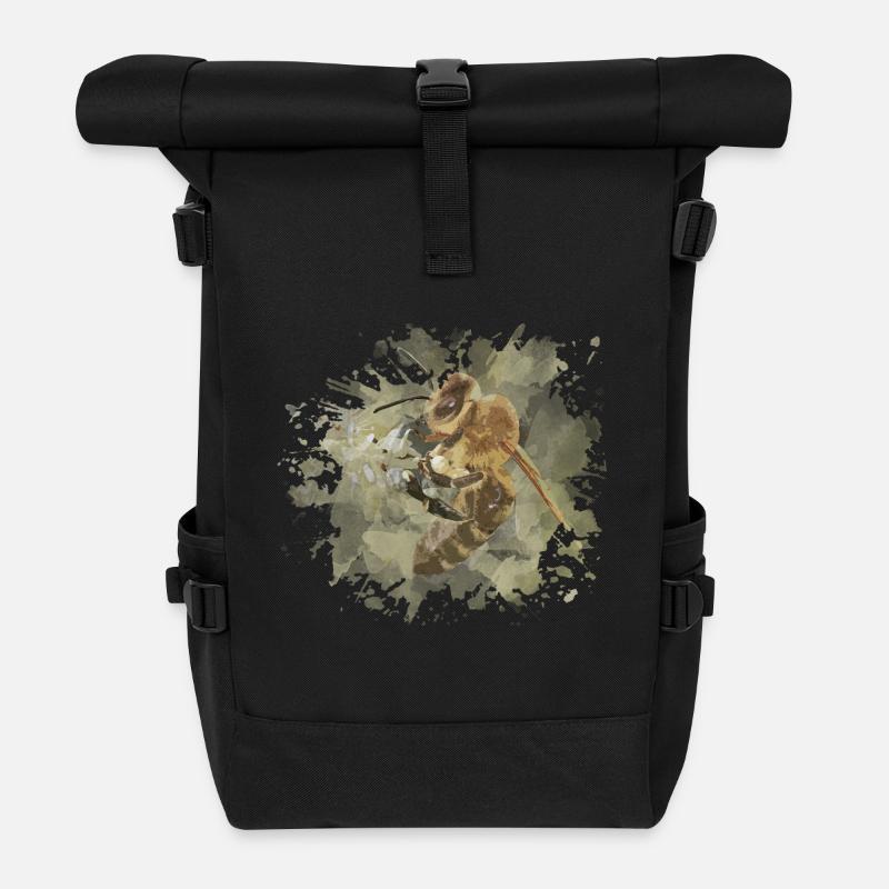Biene - Rolltop Rucksack - Schwarz