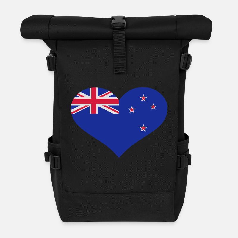 Neuseeland - Rolltop Rucksack - Schwarz