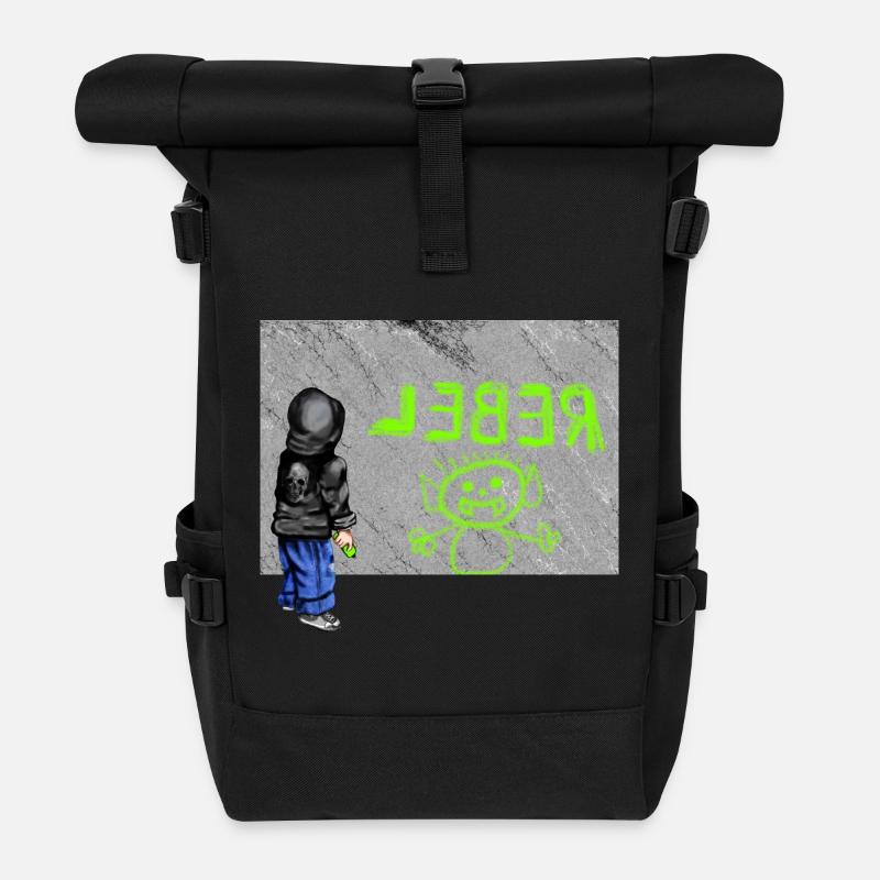 rebel - Roll Top Backpack - black