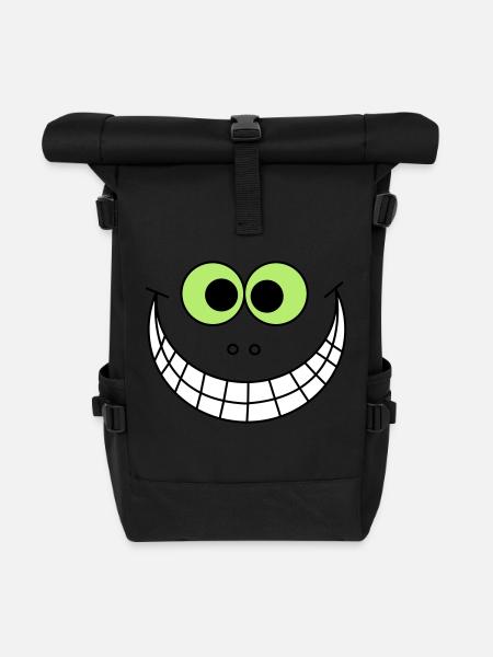 Big Smile - witziges Geschenk - Rolltop Rucksack - Schwarz