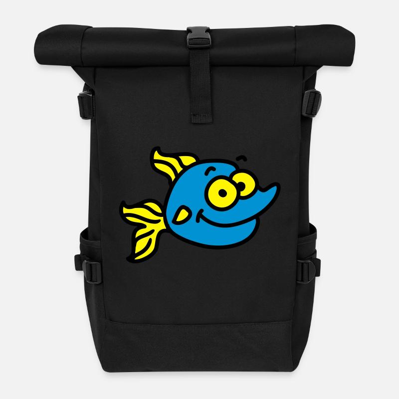 lustiger Fisch - Rolltop Rucksack - Schwarz