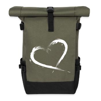 Herz Design Bürste Vektorgrafik - Rolltop Rucksack - Olive/Schwarz - Vorne