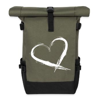 Heart Design Brush New Vector Gafik White Street Art - Roll Top Backpack - olive/black - Front