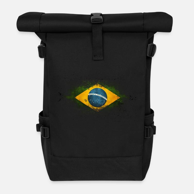 Flagge Brasilien - Rolltop Rucksack - Schwarz