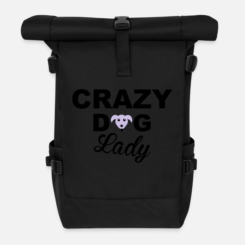 Dog Lady - Roll Top Backpack - black