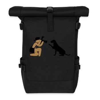 Photographer journalist Hund - Roll Top Backpack - black - Front