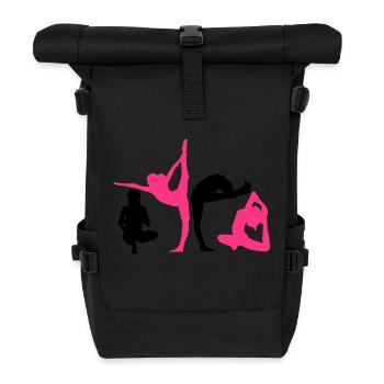 4 women in yoga exercise - Roll Top Backpack - black - Front