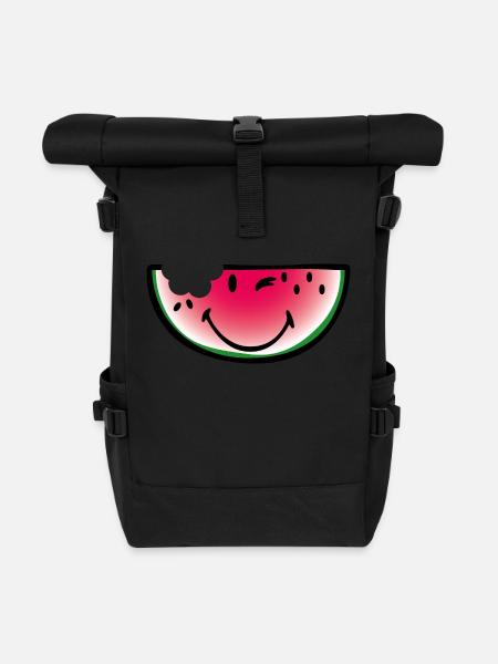 Smiley Watermelon - Rolltop Rucksack - Schwarz