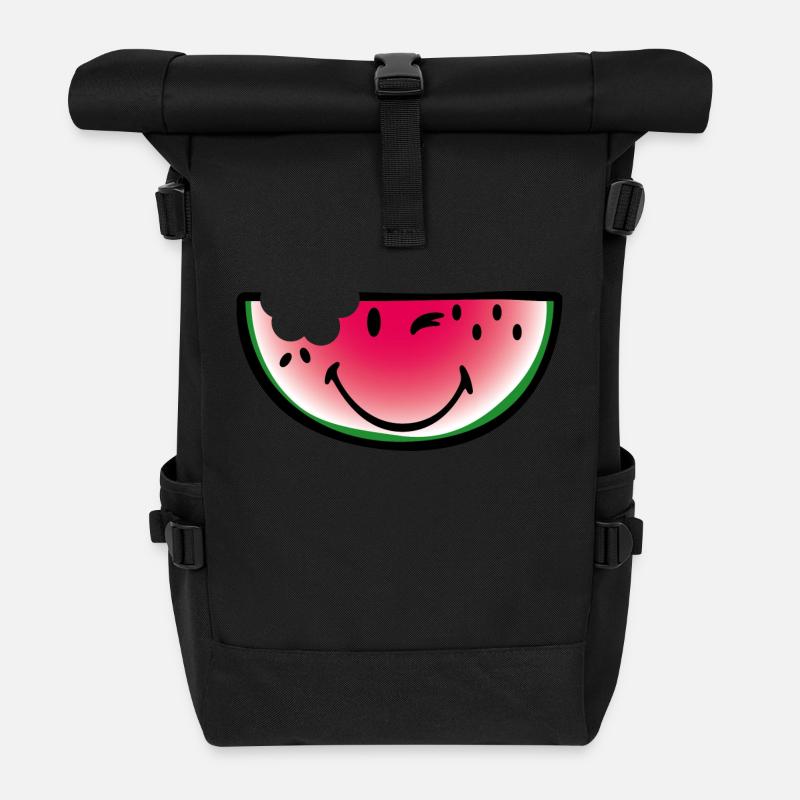 Smiley Watermelon - Rolltop Rucksack - Schwarz