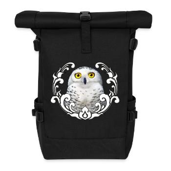 Chouette des neiges - Sac à dos roll top - noir - Devant