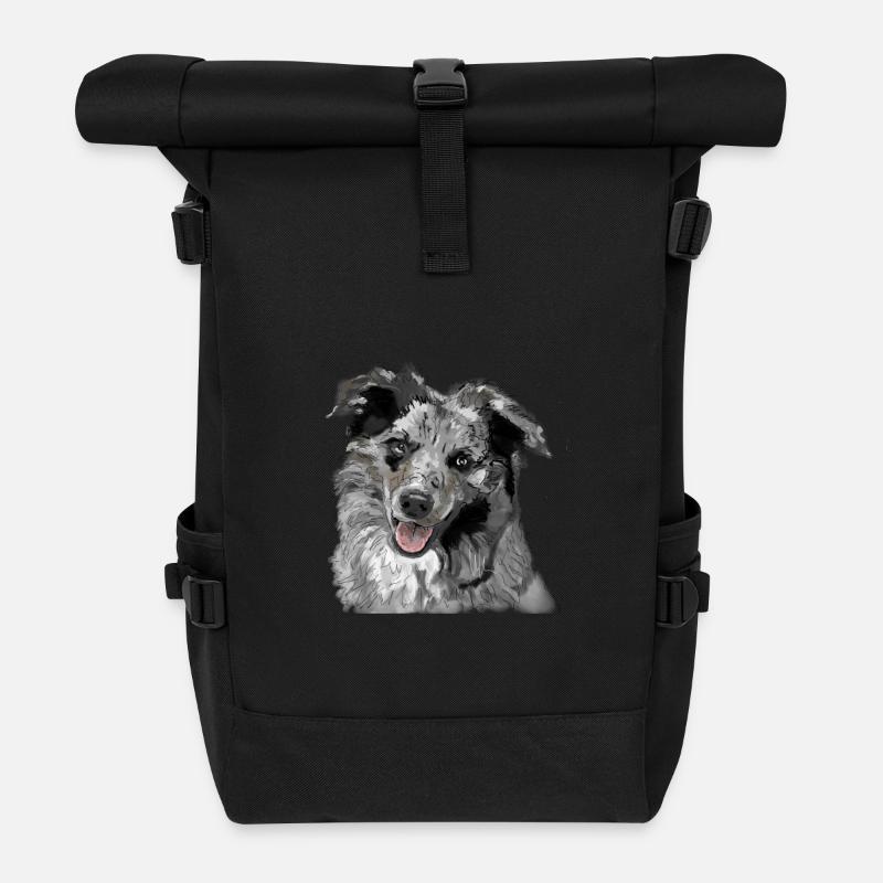 Australian Shepherd - Rolltop Rucksack - Schwarz