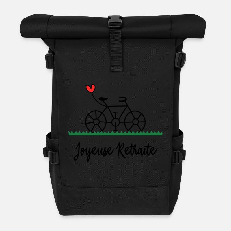 RETRAITE. BONNE RETRAITE. JOYEUSE RETRAITE. VELO - Sac à dos roll top - noir