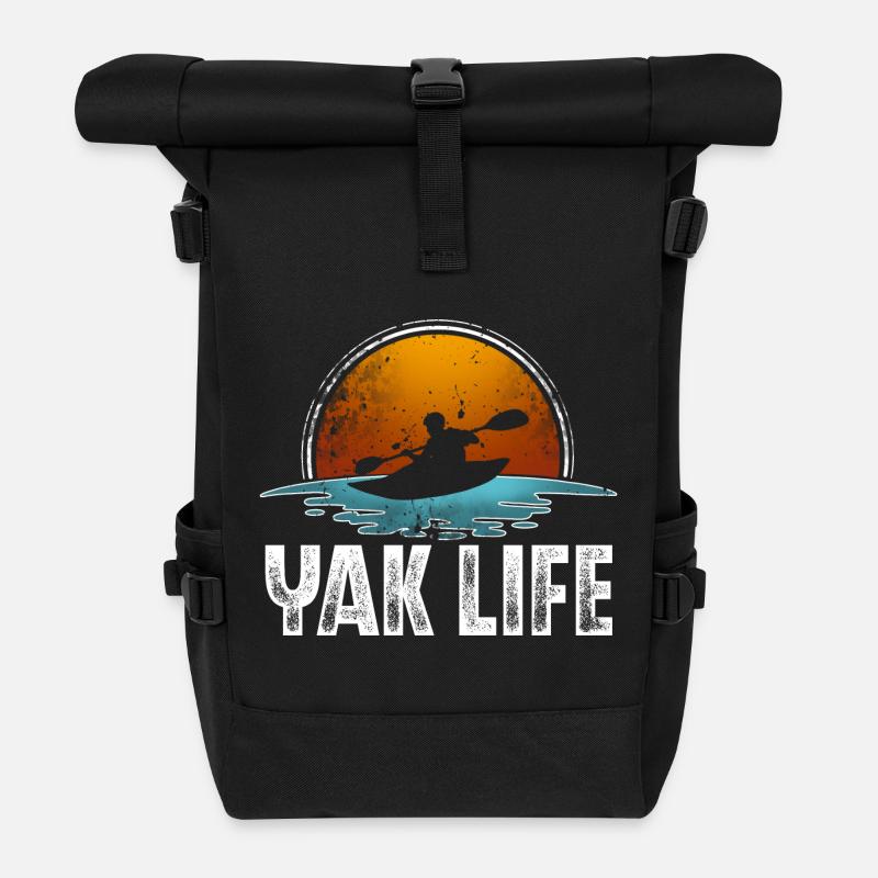 Kajak Kajakfahren - Rolltop Rucksack - Schwarz