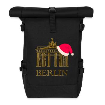 Berlin weihnachtliches Brandenburger Tor - Rolltop Rucksack - Schwarz - Vorne