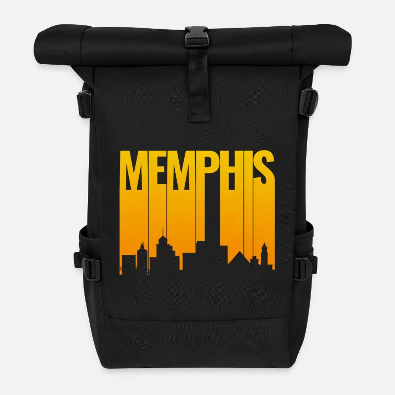Memphis Skyline Gold Gradient - Rolltop Rucksack - Schwarz