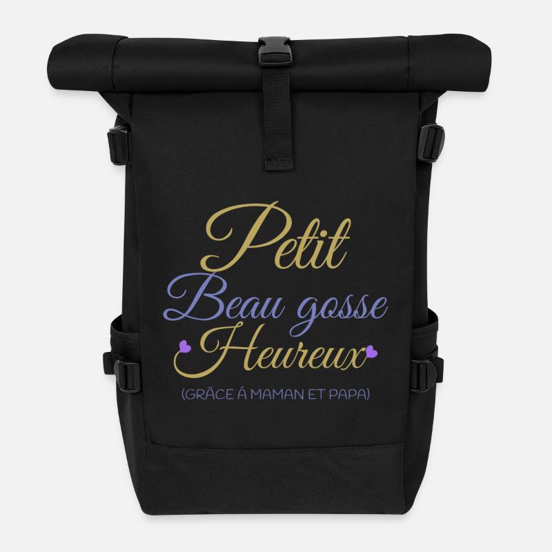 Petit beau gosse heureux grâce à maman et papa - Sac à dos roll top - noir