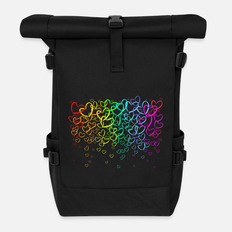 Arc in heart - Roll Top Backpack - black