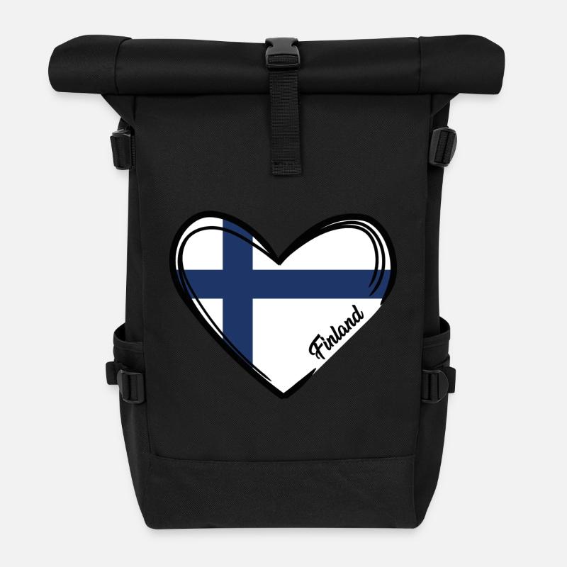 Finlande - Coeur - Sac à dos roll top - noir