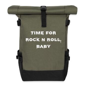 Time for Rock'N'Roll, Baby - Roll Top Backpack - olive/black - Front