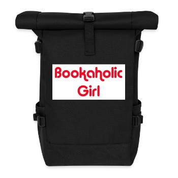 Bookaholic-Aufkleber - Rolltop Rucksack - Schwarz - Vorne