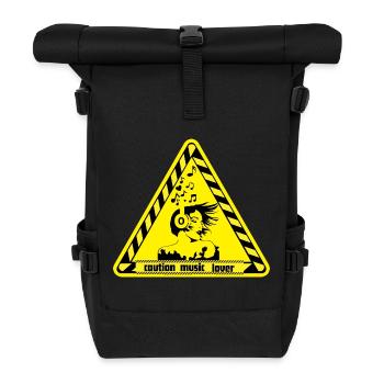 Warning sign for music lovers - Roll Top Backpack - black - Front