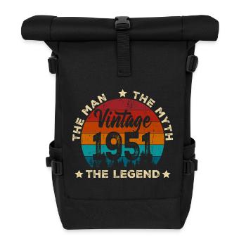 Jahrgang 1951 Legende Kreis Retro - Rolltop Rucksack - Schwarz - Vorne