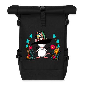 Autumn Mouse Hippie Vintage Retro Rodent Rat - Roll Top Backpack - black - Front