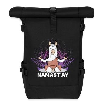 Lamaste - Lustiges Namaste Yoga Lama / Alpaka - Rolltop Rucksack - Schwarz - Vorne