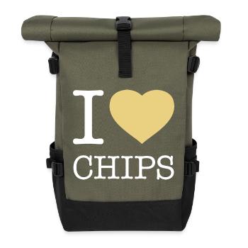 J’ADORE LES CHIPS - Sac à dos roll top - olive/noir - Devant
