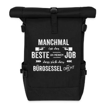 Bürosessel dreht sich - Büro Humor office - Rolltop Rucksack - Schwarz - Vorne