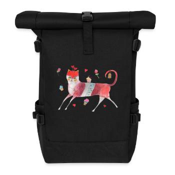 Shopper Katze - Rolltop Rucksack - Schwarz - Vorne