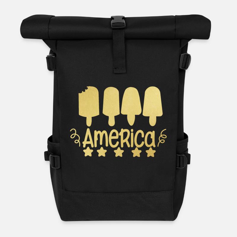 Amerikanisch, 4. Juli - Rolltop Rucksack - Schwarz