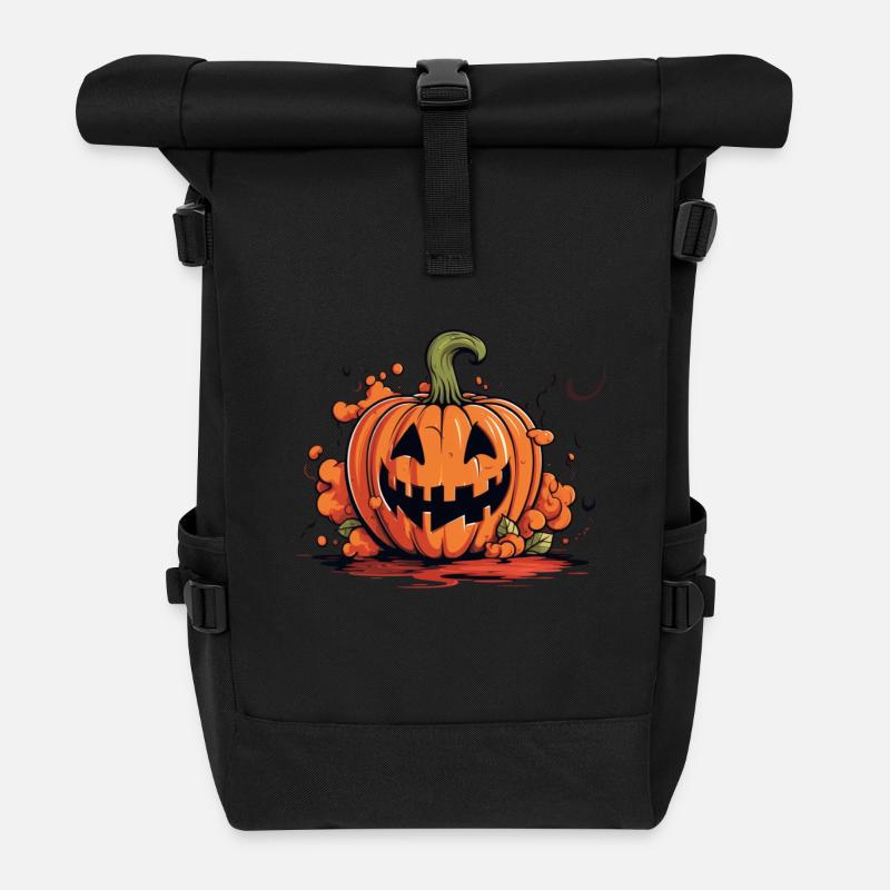 Kürbis lächelnd - Rolltop Rucksack - Schwarz