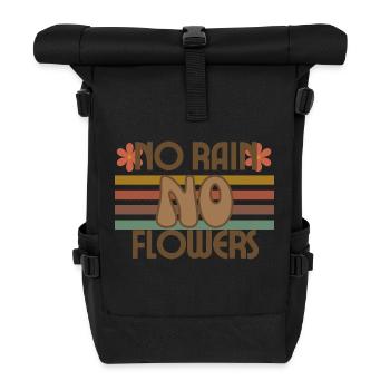 No Rain, No Flowers - Retro Vibes - Rolltop Rucksack - Schwarz - Vorne