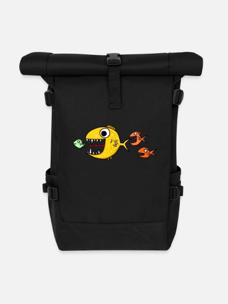 Poissons prédateurs - Sac à dos roll top - noir