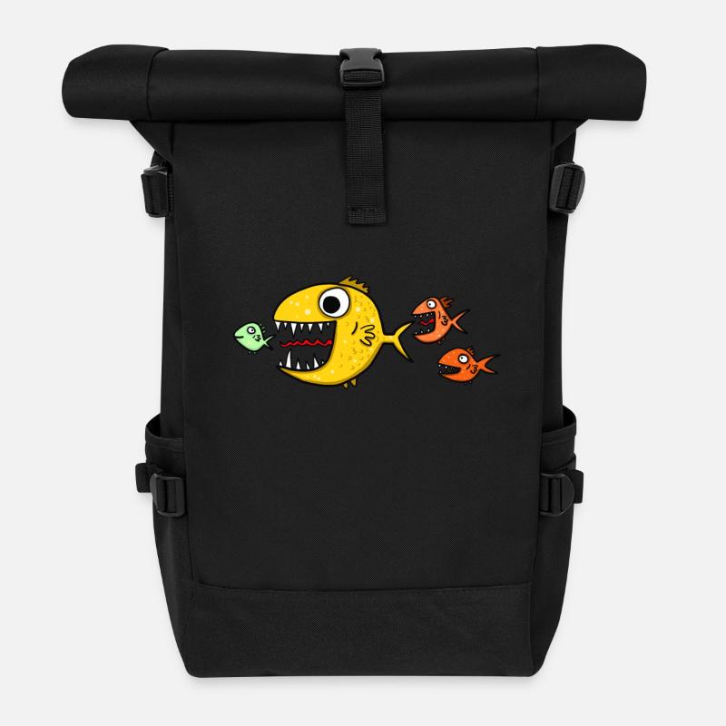 Predatory fish - Roll Top Backpack - black