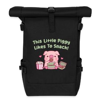 Süß Dieses kleine Schweinchen nascht gerne - Rolltop Rucksack - Schwarz - Vorne